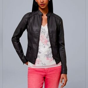 WHBM Coated Denim Moto in Black